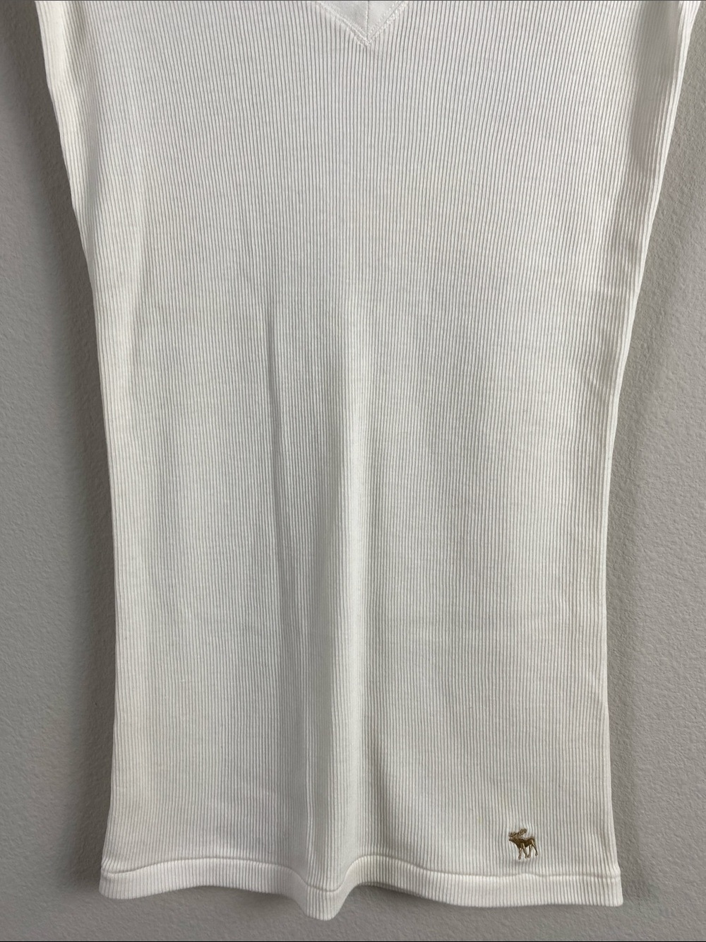 Abercrombie & Fitch Vintage Fitted Ribbed Short Sleeve Tee | Semi Sheer | White - Picture 4 of 14